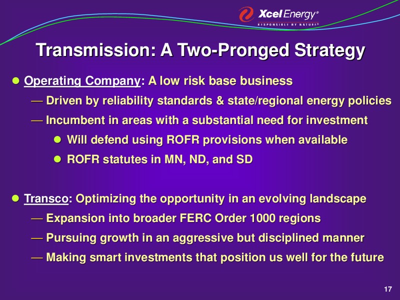 A Strategic Plan for Growth – Xcel Energy – slide 16