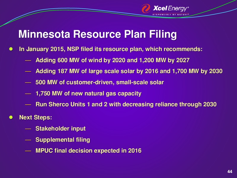 WEST COAST INVESTOR MEETINGS – Xcel Energy – slide 43