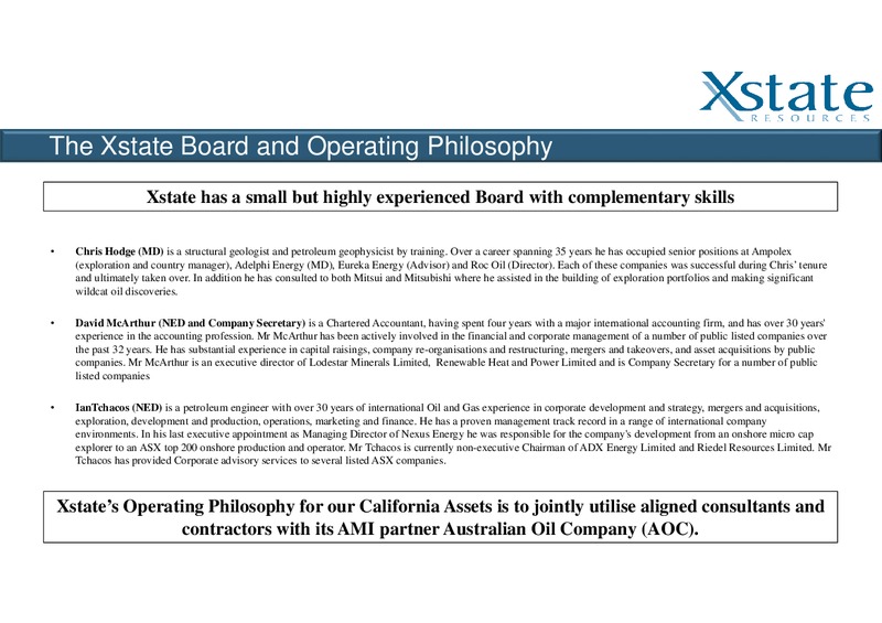 Company Presentation – Xstate Resources Limited – slide 3