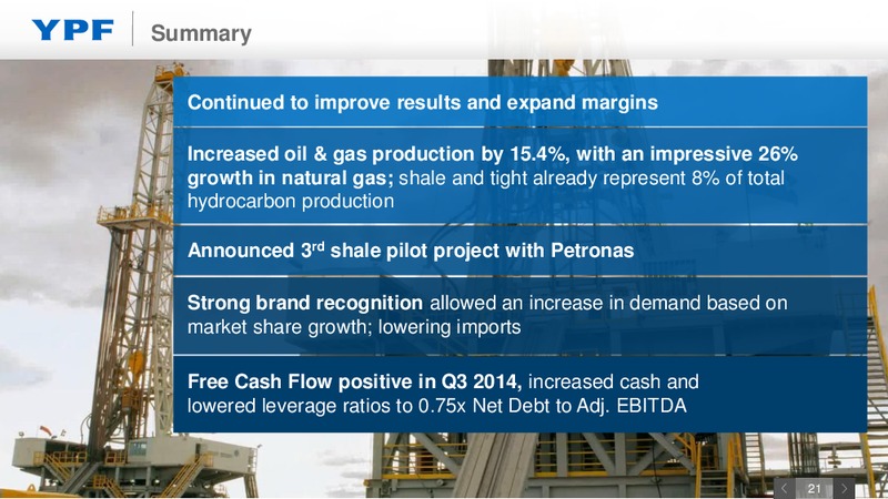 3rd Quarter 2014 Earnings Webcast – YPF S.A. – slide 20