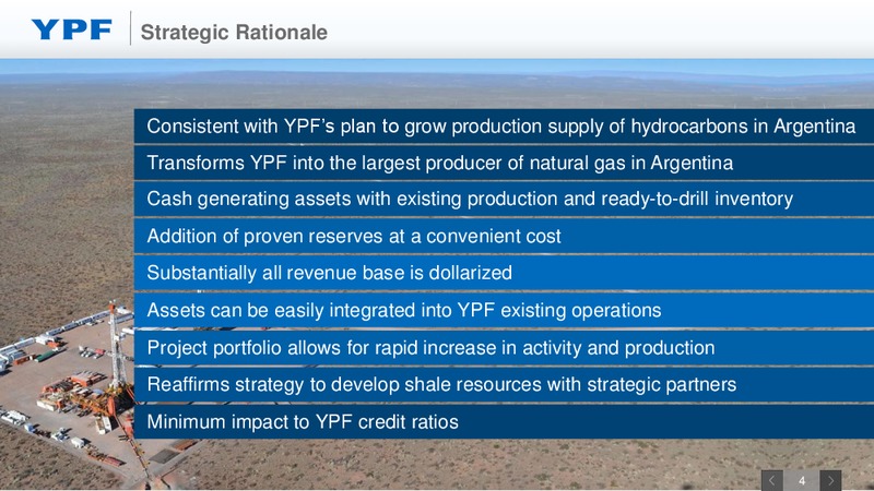 Acquisition of Apache Argentina – YPF S.A. – slide 4