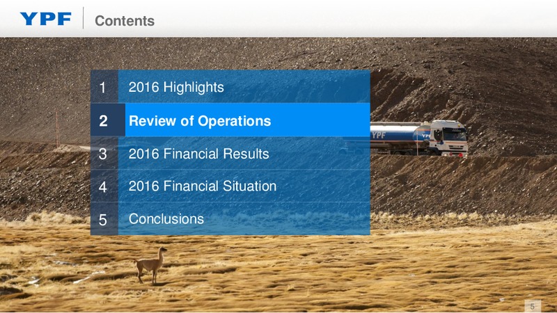 Full Year 2016 Earnings Presentation – YPF S.A. – slide 4