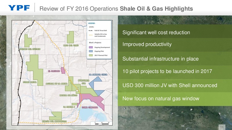 Full Year 2016 Earnings Presentation – YPF S.A. – slide 10