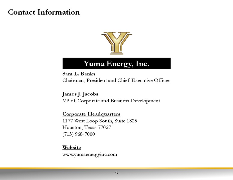 Investor Presentation – Yuma Energy, Inc. – slide 40