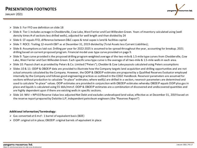 January 2021 Corporate Presentation – Yangarra Resources Ltd. – slide 17