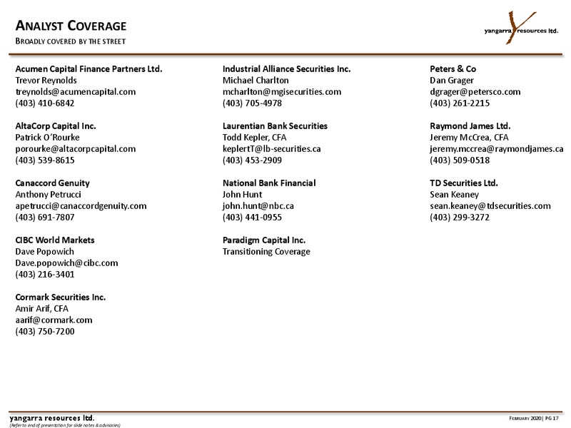 March 2020 Investor Presentation – Yangarra Resources Ltd. – slide 17
