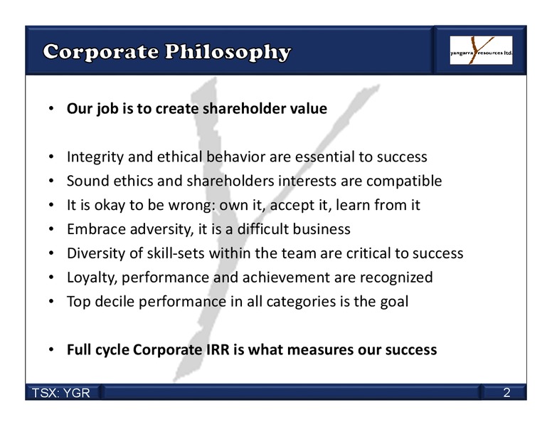 JULY 2015 INVESTOR PRESENTATION – Yangarra Resources Ltd. – slide 2