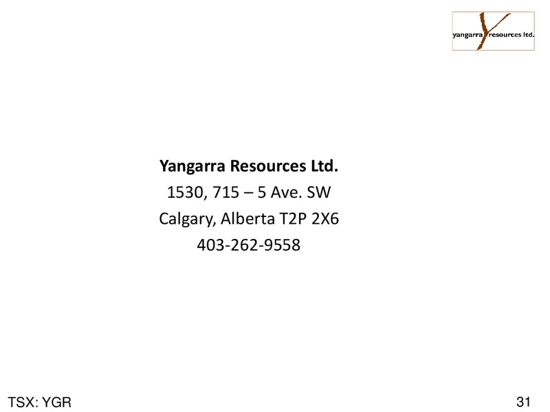 September 2016 Corporate Presentation – Yangarra Resources Ltd. – slide 29
