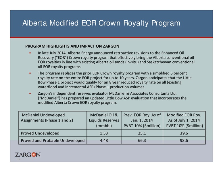 Corporate Presentation – Zargon Oil & Gas Ltd – slide 19