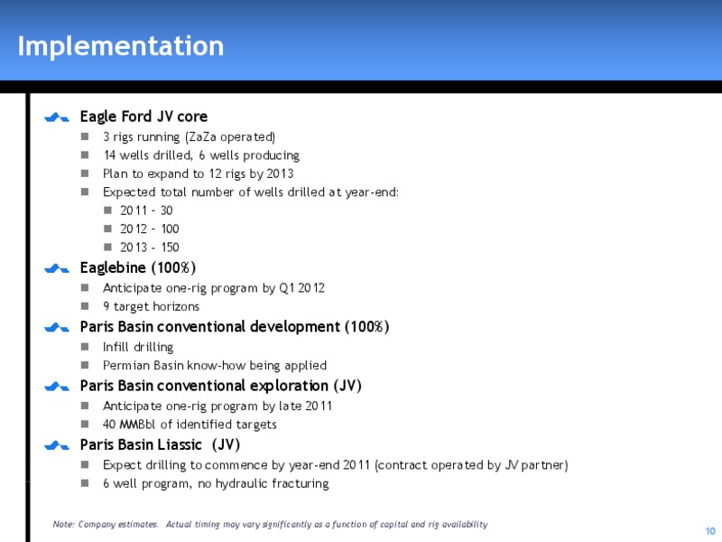 AUGUST 2011 INVESTOR PRESENTATION – Zaza Energy Corp – slide 9