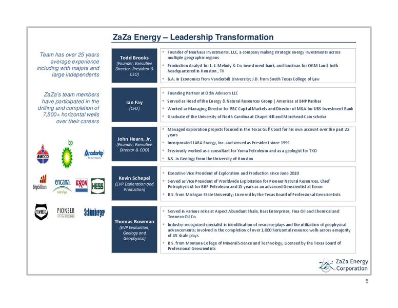 NOVEMBER 2012 INVESTOR PRESENTATION – Zaza Energy Corp – slide 4