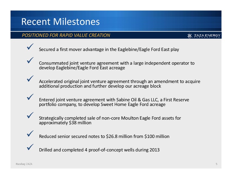 Investor Presentation – Zaza Energy Corp – slide 4