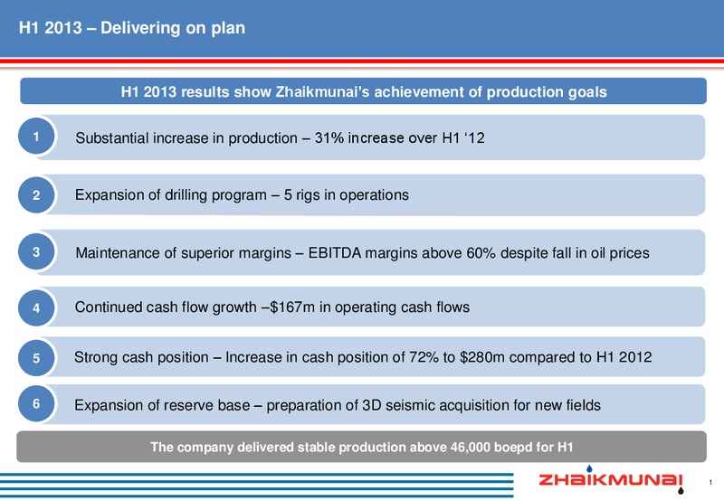 H1 2013 RESULTS – Zhaikmunai Lp – slide 2