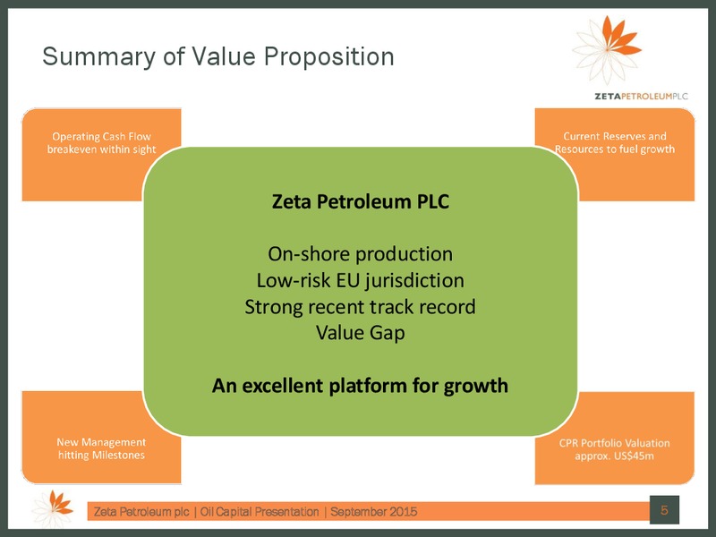 Oil Capital Presentation September 2015 – Zeta Petroleum PLC – slide 4