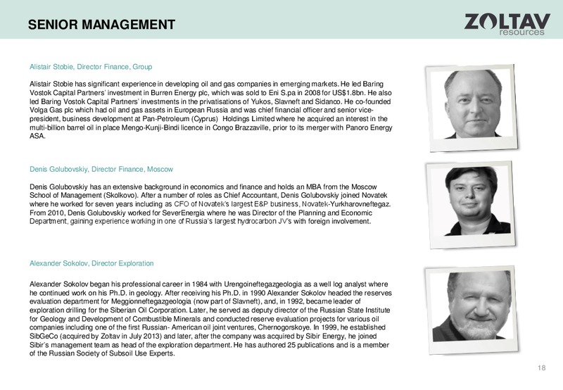 August 2015 Investor Presentation – Zoltav Resources, Inc. – slide 17