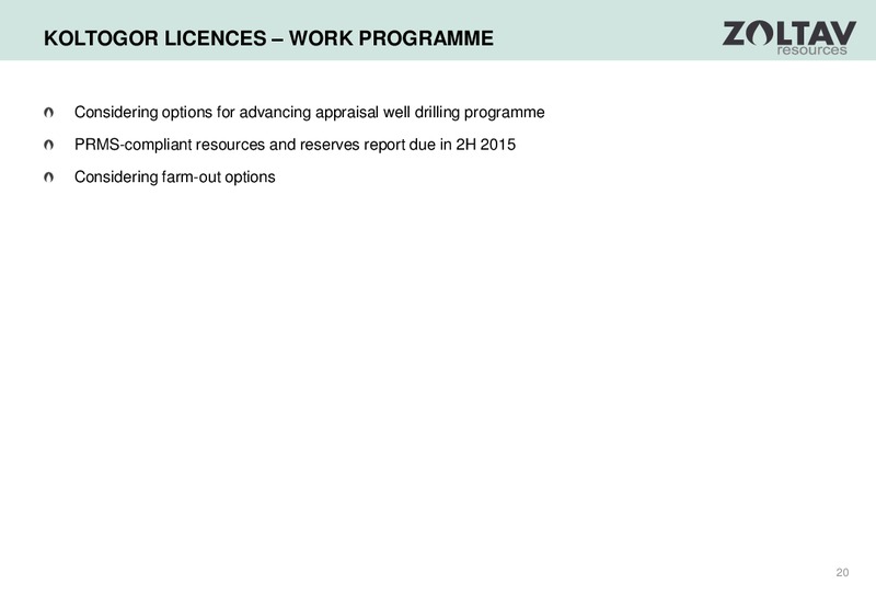 September 2015 Investor Presentation – Zoltav Resources, Inc. – slide 19
