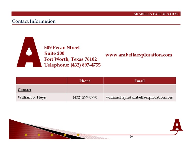 May 2015 Corporate Presentation – Arabella Exploration Inc. – slide 19