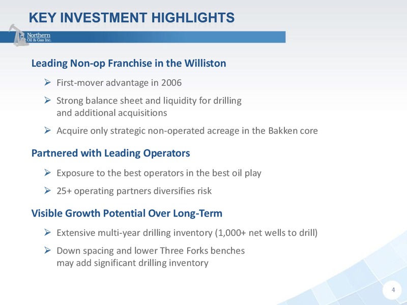 IPAA OGIS New York 2014 – Northern Oil and Gas, Inc. – slide 4