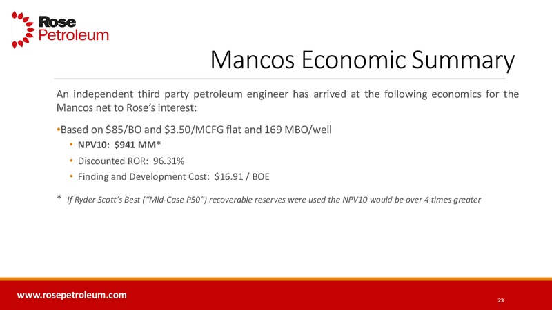 Enercom Conference – Rose Petroleum – slide 22
