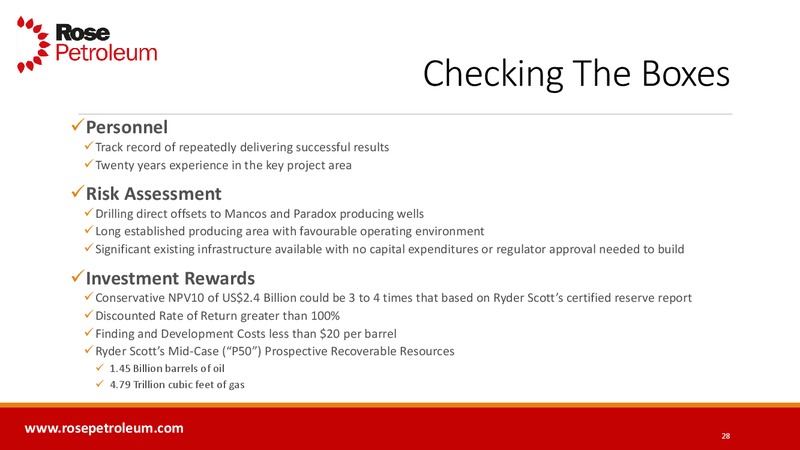 Enercom Conference – Rose Petroleum – slide 27