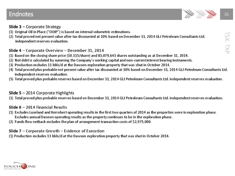 Q4 2014 Earnings Call – Touchstone Exploration Inc. – slide 35