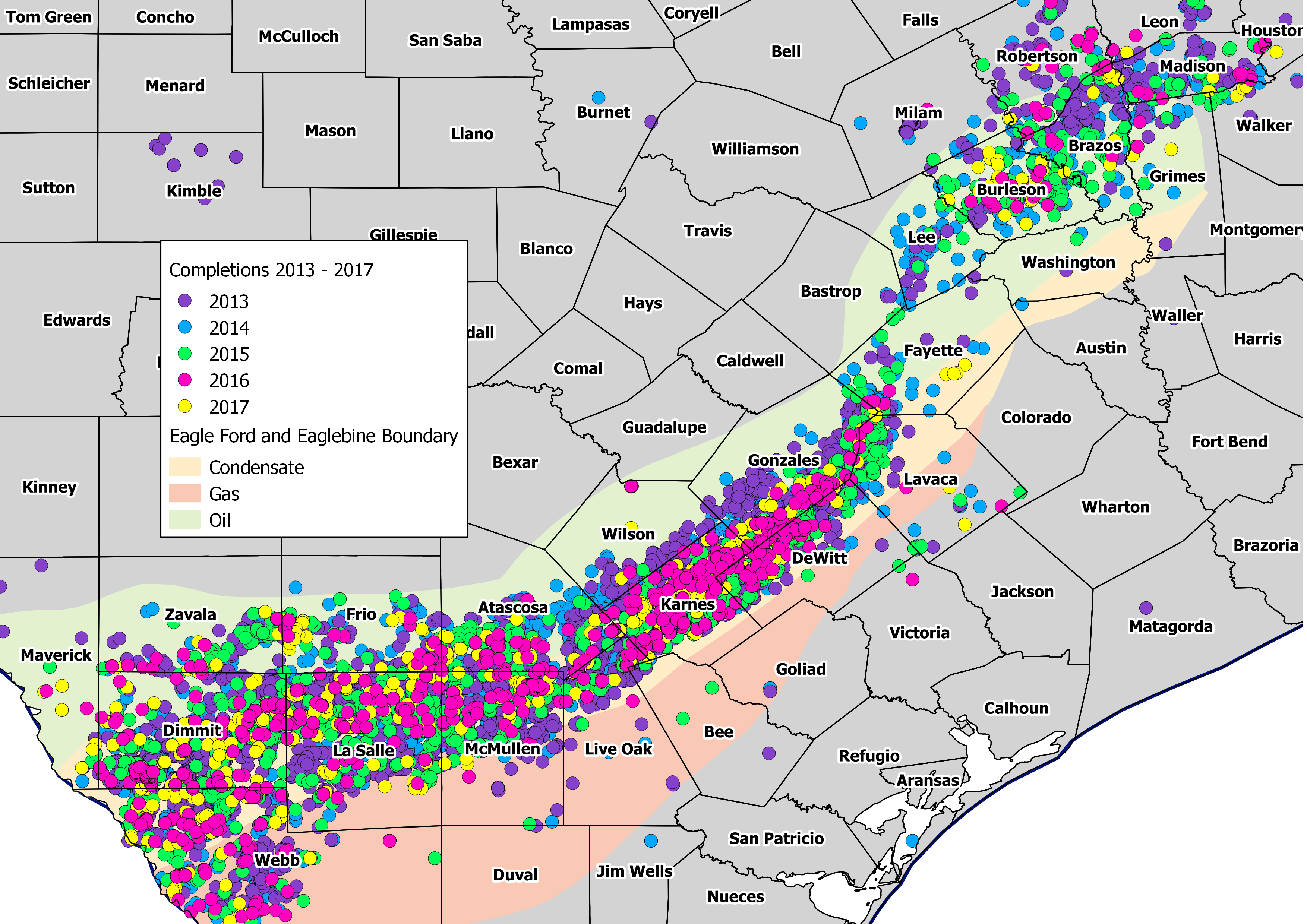 Eagle Ford Shale Map Completions